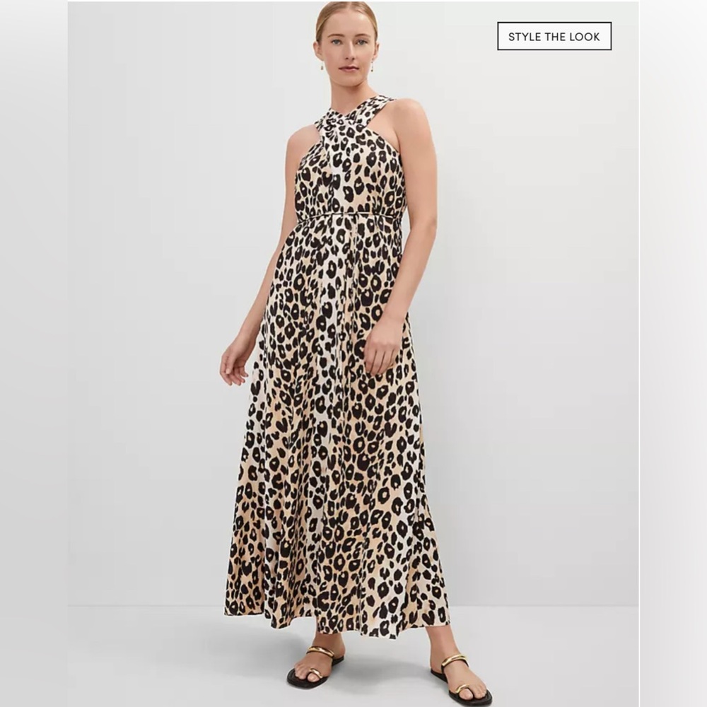 Ann Taylor Animal Print Halter Maxi Dress — Small (NWT)